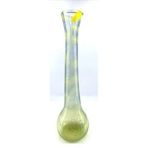 Cristalleria Europa Vase Yellow Signed 16" Studio Art Glass 2001 Vintage